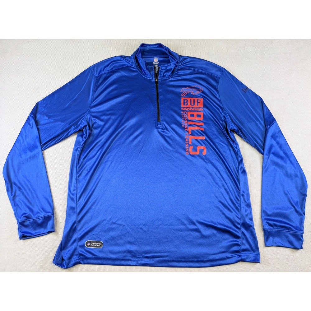 Buffalo Bills Pullover Mens 2XL Blue New Era Performance Zip Shirt NFL Training